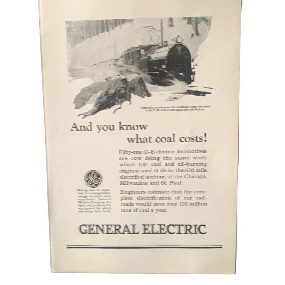Vintage 1923 General Electric You Know What Coal Costs Ad Advertisment
